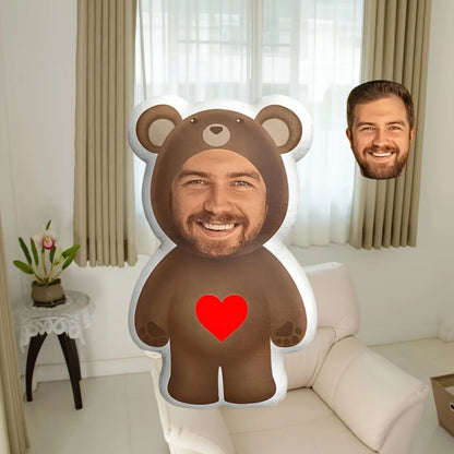 Personalized Photo Home Plush Pillow - Customized Face Bear Shaped Gift with Your Photo, a Must-Have Gift for Friends