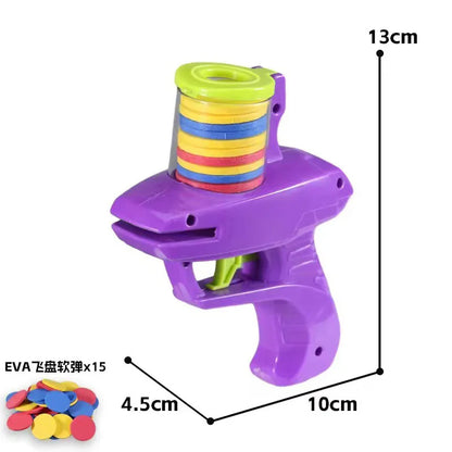 Kids Outdoor Game Foam Disc Gun Toy Flying Disc Shooting Launcher Fight Soft Gun Boys Girls Interactive Parent-child Sport Toy