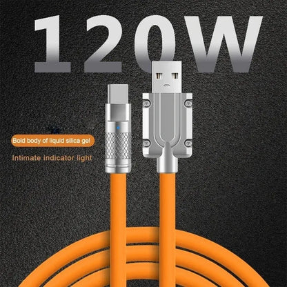 10PCS 120W Super Fast Charge Type-C Liquid Silicone Cable Quick Charge USB Lines For Xiaomi Huawei Samsung USB Phone Data Wire