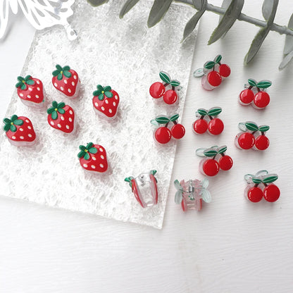 5/10Pcs Super Cute Hair Accessories Girls Fruit Strawberry Cherry Mini  Trendy Claw Clips Summer Style Small Grab Clips