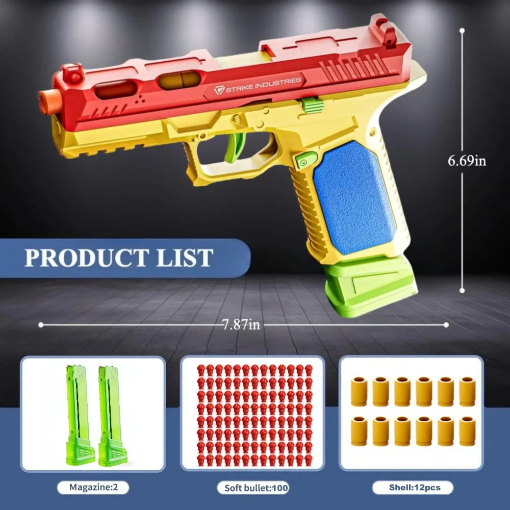SIG17 Hanging Toy Gun Continuous Firing Building Block Pistol Shell Throwing Airsoft Blowback Toy Outdoor Shooting for Children