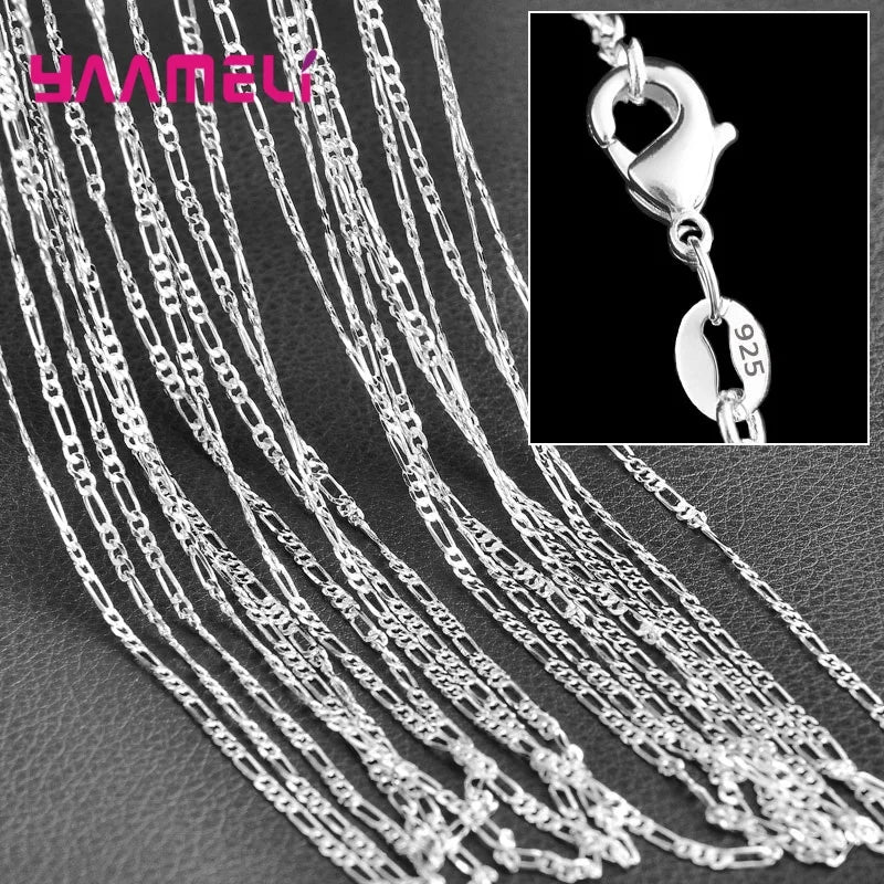 Authentic 5PCS Solid 925 Sterling Silver Jewelry Chains Necklace with Lobster Clasps fit Men Women Pendant 18 Designs 16-30 Inch