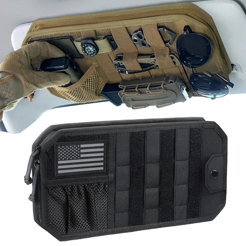 Car Sun Visor Organizer Universal Car Sunshade Storage Clip for Car Accessories Storage Holder Molle Hunting Gears Bag