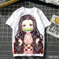 2026 Summer Demon Slayer Nezuko Cherry Blossom Butterfly Print Cotton T-Shirt Adult Kids Casual Loose Breathable Anime Tops Y2k