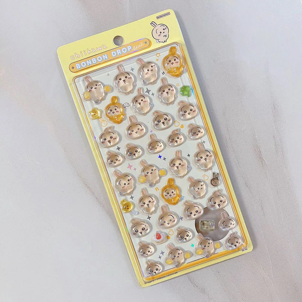 3D Cute 1/4pcs Crystal Stickers Chiikawa Usagi Phone Case Decoration Nail DIY Decorative Stickers for Notebook Laptop waterproof