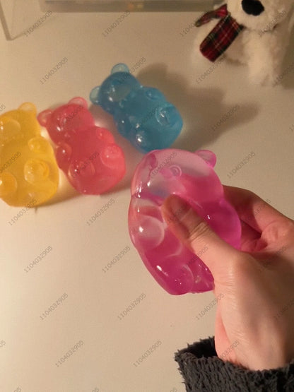 Gummy Bear Fudge Squeeze Toy Colorful Jelly Bean Gummy Candy Fidget Toy Anti Stress Release Hand Relax Toy