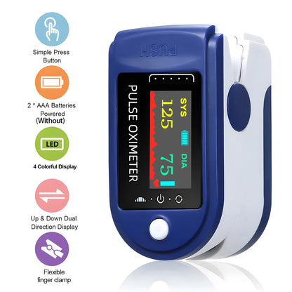 Finger Clip Sphygmomanometer and Oximeter 2IN1 Home Visual Pulse Oxymeter SpO2 Saturation Medical Health Blood Pressure Monitor