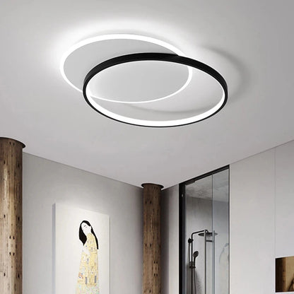 Modern Minimalist Led Ceiling Lamp For Bedroom Black White Design Ring Chandelier Living Room Study Loft Smart Light Fixtures