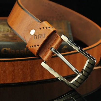 Durable Cowboy Leather Belt Casual Vintage Pin Buckle Waistband Pants Bands Men's Belt