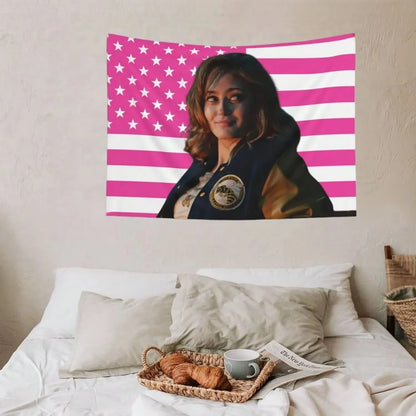Ella Purnell Flag & Tapestry - Jackie Taylor Pink Banner, Indoor Wall Decor for Fans Flat Print