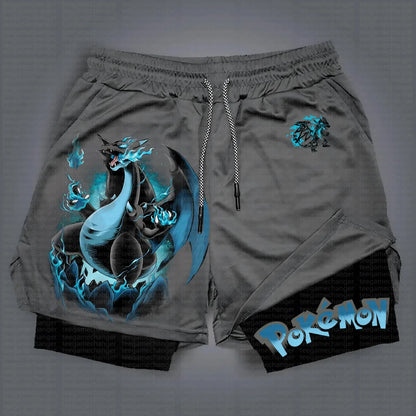 Pokémon Game 2-in-1 Shorts Summer/Autumn Men's and Women's New Joint Sports and Fitness American Trend Double-layer Shorts