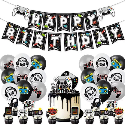 New Game Theme Birthday Party Supplies Decoration Paper Plates Cup Napkin Tablecloth Banner For Baby Shower Decor Supplies Gifts
