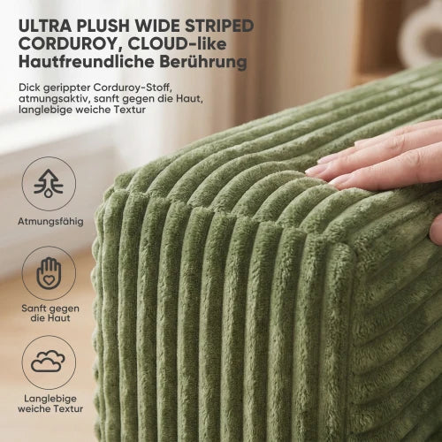 Boneless Deep Seat Double Sofa No Assembly Needed Foam Floor Cushion Sofa Plush Corduroy Fabric Apartment Bedroom Living Room