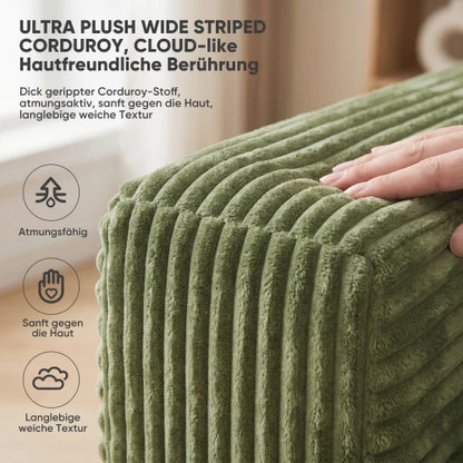 Boneless Deep Seat Double Sofa No Assembly Needed Foam Floor Cushion Sofa Plush Corduroy Fabric Apartment Bedroom Living Room