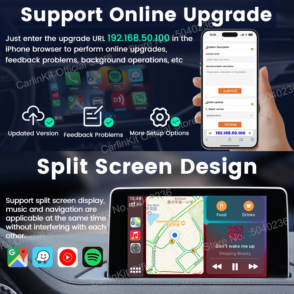 Mini 5 Pro CarlinKit 5.0 Wireless CarPlay Dongle Wireless Android Auto Adapter AI Smart Box Car Intelligent Systems For OEM Car
