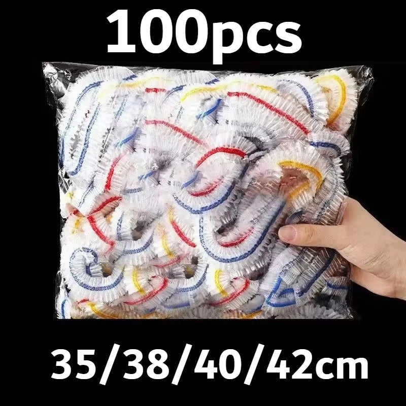 100Pcs Colorful Disposable Food Cover Lid Elastic Wrap Fresh Film Bag Cling Cover Bowl Cover, Kitchen Storage Bag