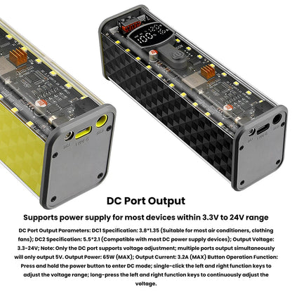 PD65W 45W Super Fast Charging DIY Power Bank Case Weld-Free 8-Cell 18650 Battery Storage Box Daul USB Type C Output