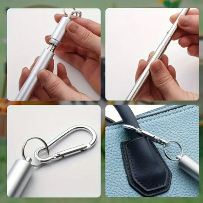 304 Stainless Steel Retractable Straw Kit, Portable Aluminum Tube, Outdoor Folding Straw Kit, with Cleaning Brush, Colors, Trave