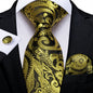 Black And Silver Paisley Floral Men's Ties Gray Blue Pink Wedding Accessories Neck Tie Set Handkerchief Cufflinks Gift For Men