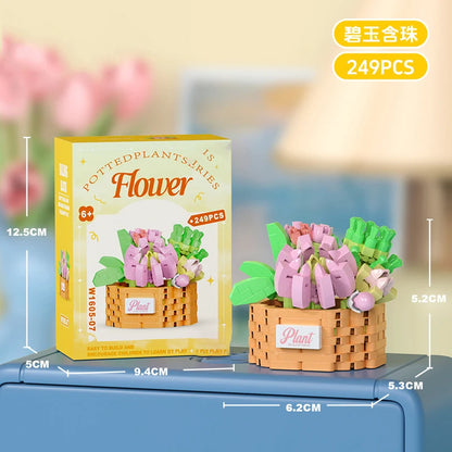 Bouquet Flower Mini Diy Building Block Toys for Children Bricks Blocks for Adults Constructor Micro Bricks Construction Set Gift