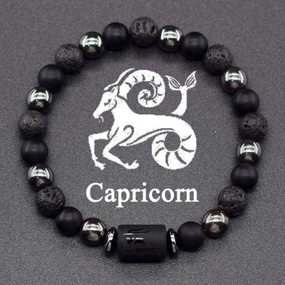 12 Zodiac Constellation Signs Bracelets for Men Women Real Natural Tiger Eye Stone Bead Bracelet Leo Taurus Charm Couple Jewelry