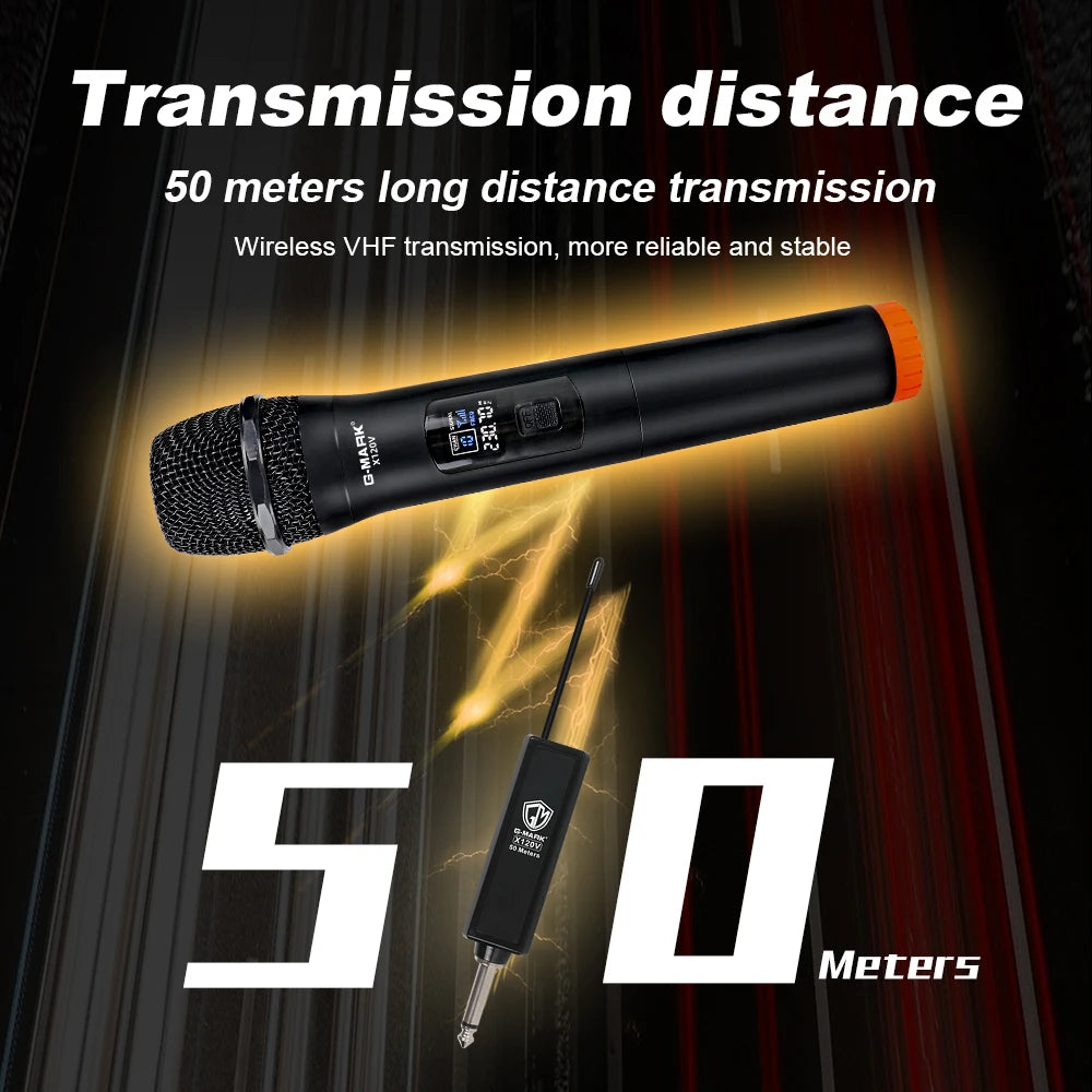Wireless Microphone G-MARK X120V 2 Channels Handheld Karaoke Mic For Party Meeting Show Home School