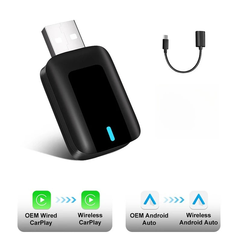 2 in 1 CarPlay Wireless Adapter Android Auto To USB car play Wireless Intelligent Systems Wireless Adapter Mini AI Box for Car