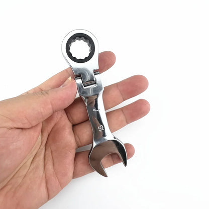 Mini Short Handle Ratchet Wrench With Movable Head Quick Dual-purpose Open End Wrench Hardware Tool Labor-saving Wrench