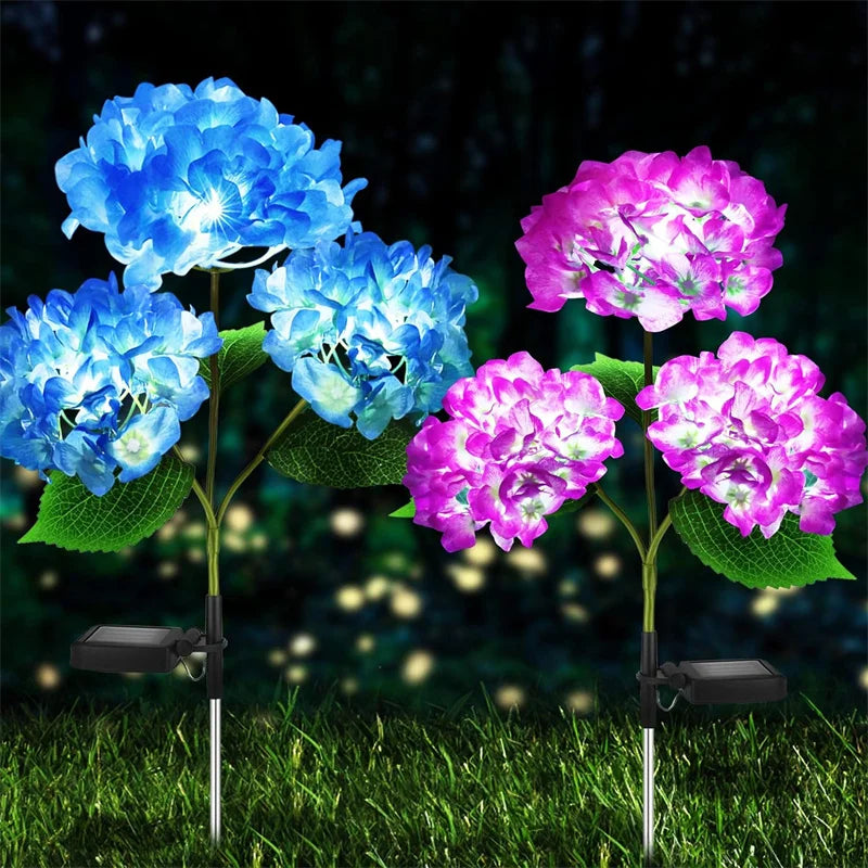 Solar Hydrangea Flower Lights For Outdoor Courtyard Decoration, LED Simulation Flower Lights, Solar Lawn Lights for Garden Decor