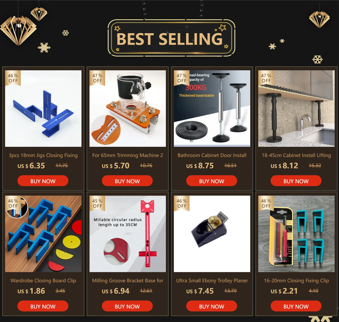 3pcs 18mm Jigs Closing Fixing Clip Wood Measuring and Marking Fixture Cabinet Wardrobe Wooden Board Carpentry Installation Tools