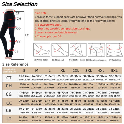 Medical Compression Pantyhose Stocking 20-30mmHg Women Thighs Open Toe Class 2 Pressure Support Varicose Vein Stocking Plus Size