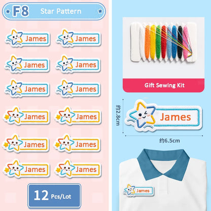 Customized Name Embroidery Stickers Sewing Tag For Kids Children Cloth Schoolbag Towel Washable Name Label