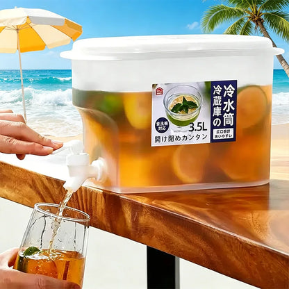 3.5L Large Cold Water Container with Tap, Household Water Jug, Summer Iced Drink Fruit Tea Dispenser for Outdoor Events