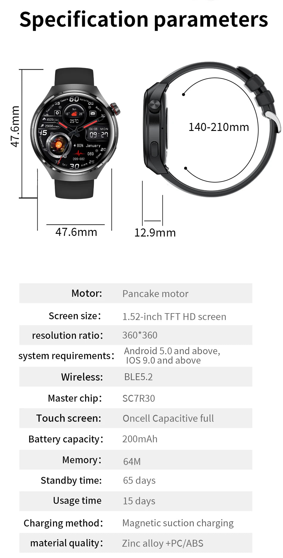 LIGE Men's Smart Watch Outdoor Sports Watches Heart Rate Blood Oxygen Monitoring Motion Trajectory Bluetooth Call Smartwatch