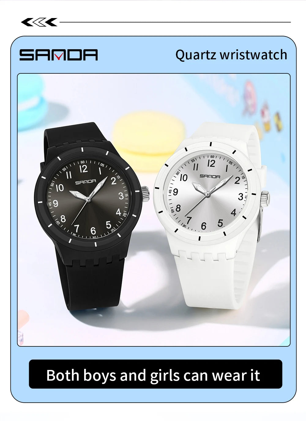 SANDA New Fashion Man Sports Watches Unisex Quartz Watch Simple Waterproof 50M Night Light Men Woman Student Gift Silicone Watch
