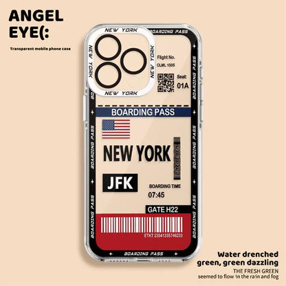 Los Angeles New York Boarding Pass Case for iPhone 17 Pro Max 11 X XS XR 14 16 Plus 12 13 Mini Air 15 6 6S 7 8 SE Soft Phone