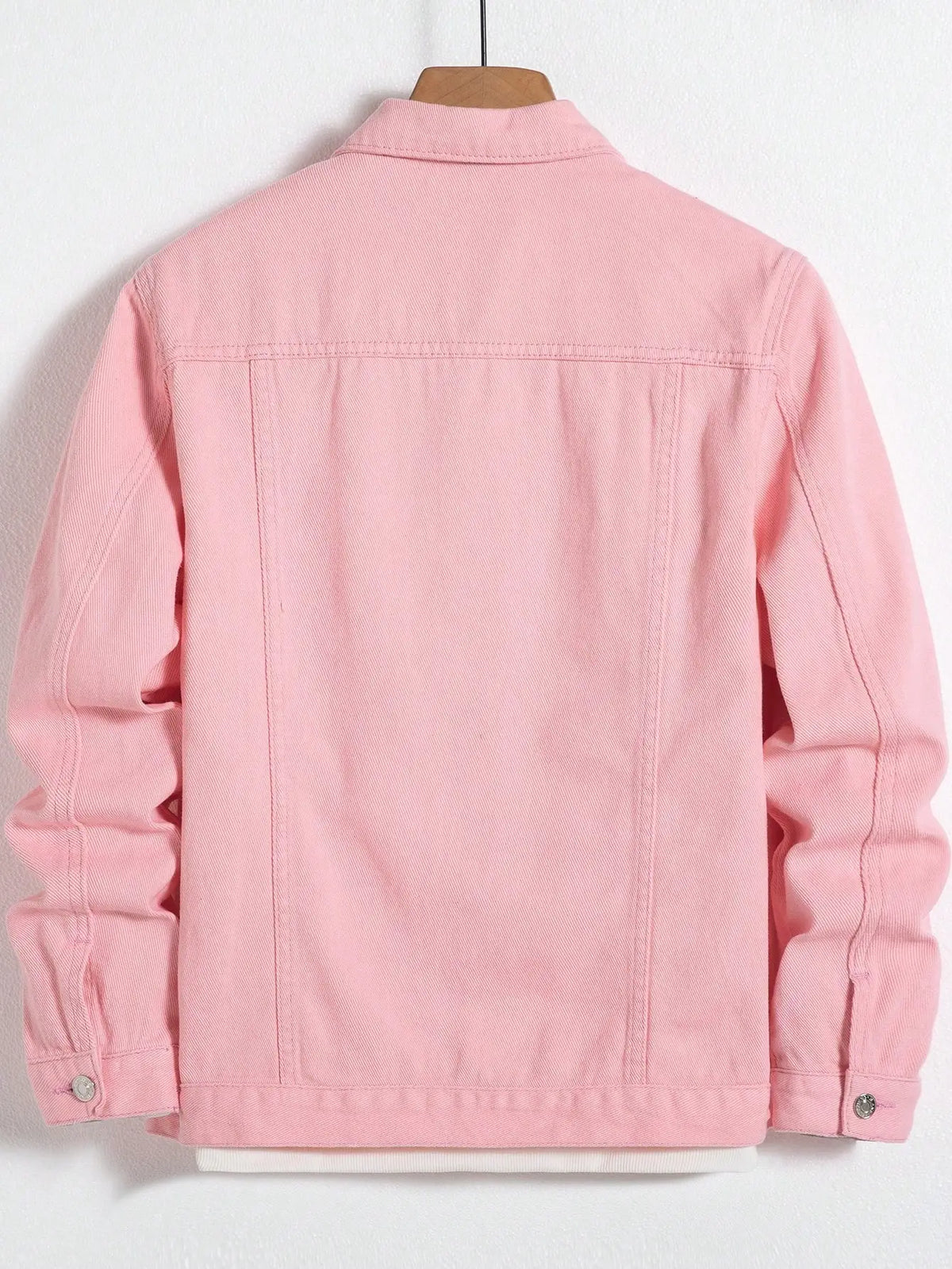 Men's Denim Jacket for Spring and Autumn. Pink Denim Coat. Simple and Versatile. For Daily Leisure.