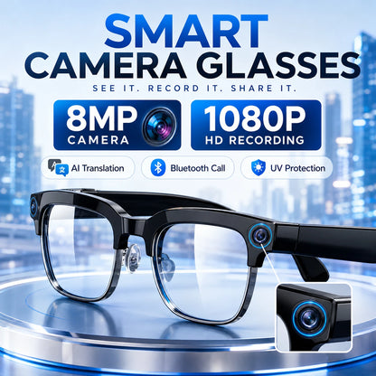 2026 Newest 8MP Smart Camera Glasses 1080P HD Video Recording AI Language Translation Bluetooth Call UV Protection for Men Women