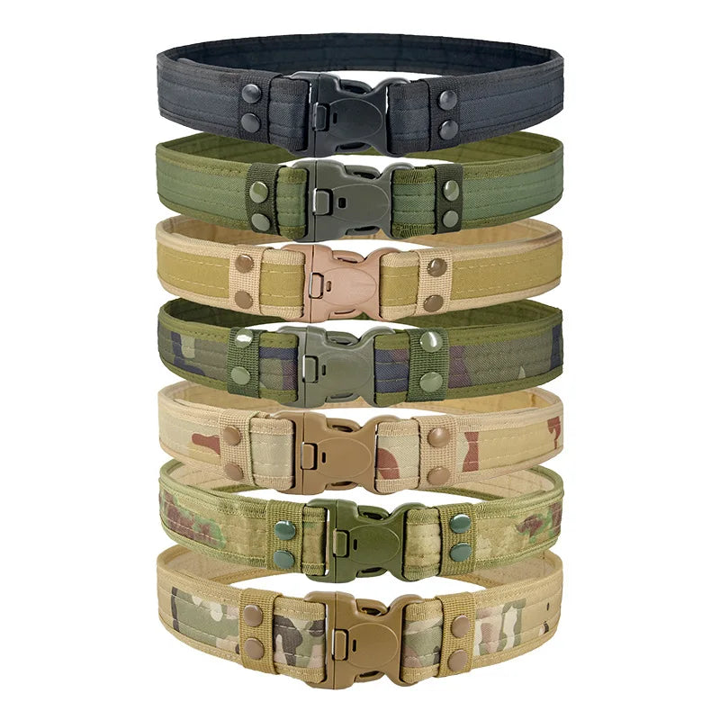 Camouflage Tactical Belt Men's Quick Release Nylon Military Belt Outdoor Combat Oxford Cloth Mountaineering Trouser Waist Belt