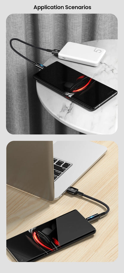 25cm Short Cable USB Type C Cable USB A To Micro USB 3A Fast Charging Cable For iPhone Xiaomi Huawei Mobile Phone Data Charger