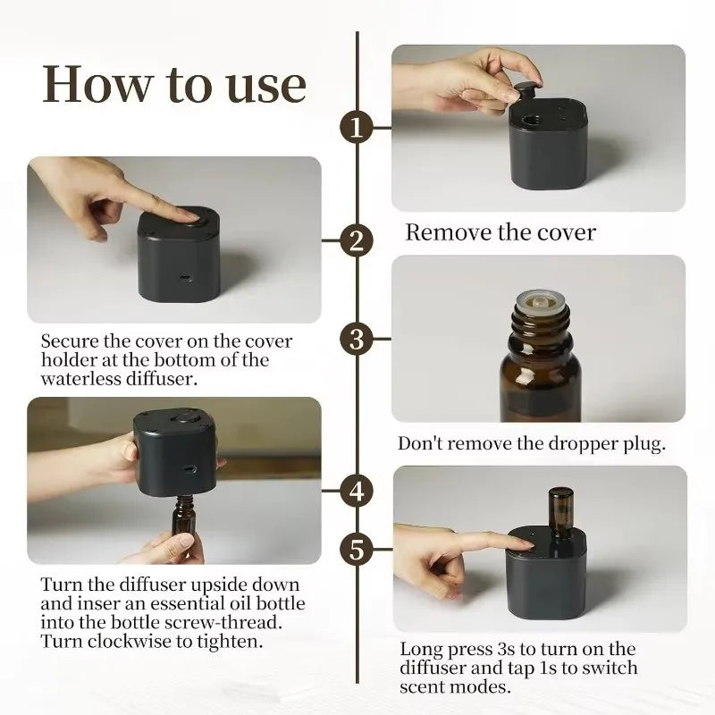 USB Rechargeable Waterless Aroma Diffuser Portable Fragrance Diffuser Smell Distributor Electric Smell for Home Office