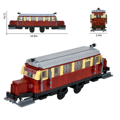 Vintage Dual Cab Train MOC Blocks, Detailed Retro Railway Locomotive, Educational DIY Toy for Train Fans, No Paper Manual