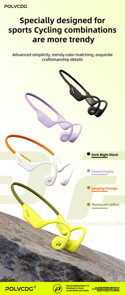 Słuchawki rowerowe z otwartym przewodnictwem kostnym POLVCDG Bluetooth 5.4 Słuchawki sportowe do biegania na świeżym powietrzu X1