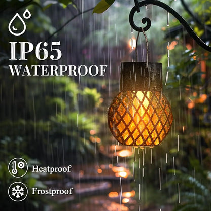 Solar LED Outdoor Flame Effect Hanging Lantern Out Waterproof Garden Decoration Lamp Solar Fairy Light For Patio Garden Yard