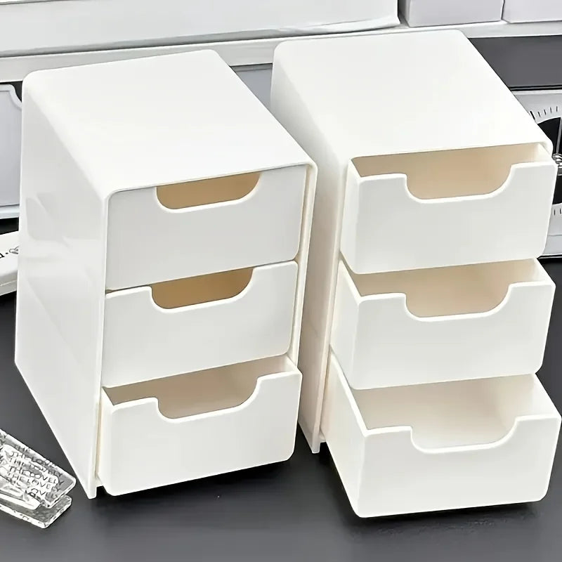 3-Tier Desk Organizer Storage Drawers Is Suitable for Stationery, Jewelry and Cosmetics Storage Portable Partition Box
