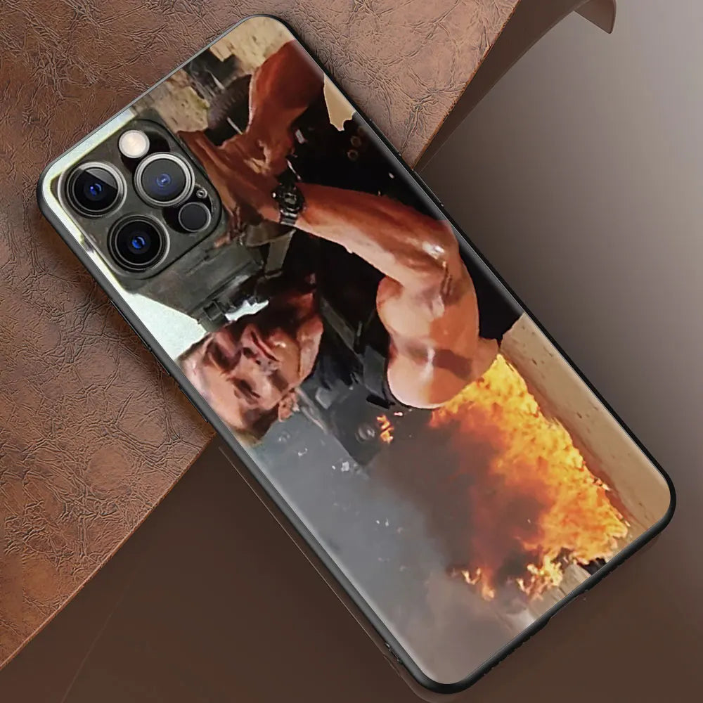 Mobile Phone Case For iPhone 14 15 11 12 13 16 Pro Max 16 Plus XS Black Soft Cover Coque Arnold Schwarzenegger Commando 1985