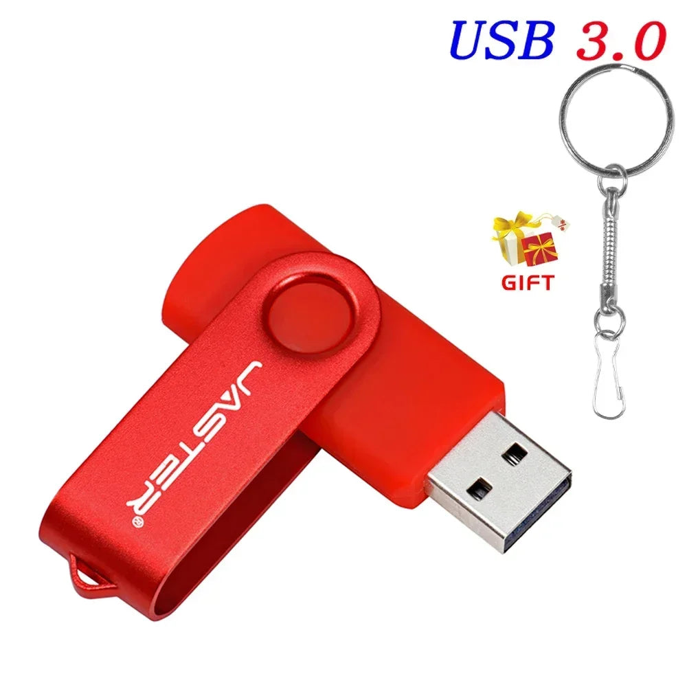 High Speed Mini USB 3.0 Flash Drive 128GB Rotatable Memory Stick Free Key Chain Pen Drive 64GB Red Pendrive Black U Disk 32GB