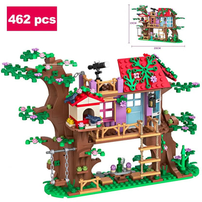 Friends City Tree House Summer Holiday Villa Castle Building Blocks Garden Swimming Pool Model Figures Toy For Kid Birthday Gift