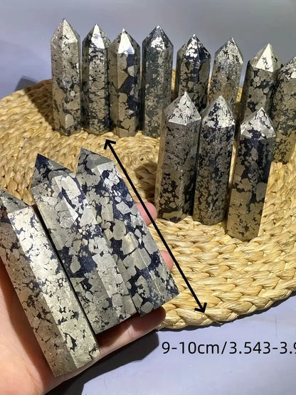 Natural Pyrite Tower, Crystal Energy Tower, Spiritual Energy Quartz Chakra Magic Column - Home Decor, Holiday Gifts