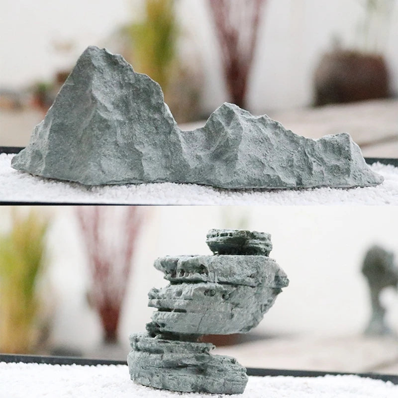 Sandstone Stone Miniature Mountain Fairy Garden Bonsai Rockery Lanscaping Ornaments Aquarium Decoration Accessories Home Decor